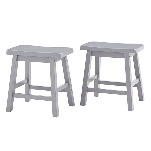 Homelegance By Top-Line Barrett Saddle Seat 18-inch Backless Stools (Set of 2) Grey Rubberwood