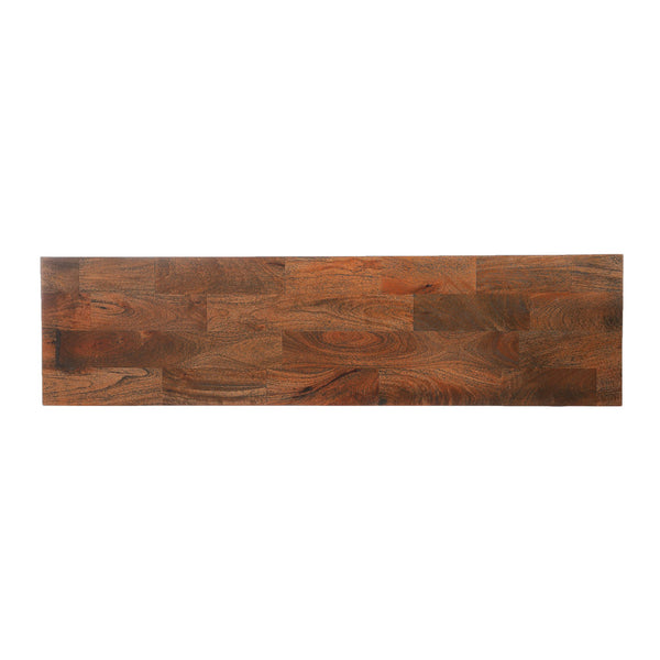 English Elm Outdoor Mango Wood Dining Bench with Iron Frame Handcrafted Industrial Entryway Seat 69422.00