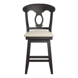 Homelegance By Top-Line Juliette Napoleon Back Counter Height Wood Swivel Chair Black Rubberwood