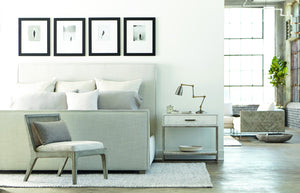 Bernhardt Bernhardt Alvar Nightstand Brushed White Finish With Distressed Pine, Glazed Silver Steel Base, Drawer 398218W