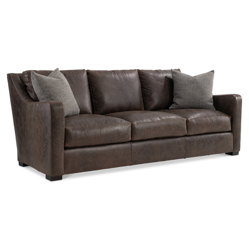 Bernhardt Bernhardt Ventura Leather Sofa With Tall Back, Swooping Arms & Three Deep Cushions For Timeless Comfort And Style 3516LO