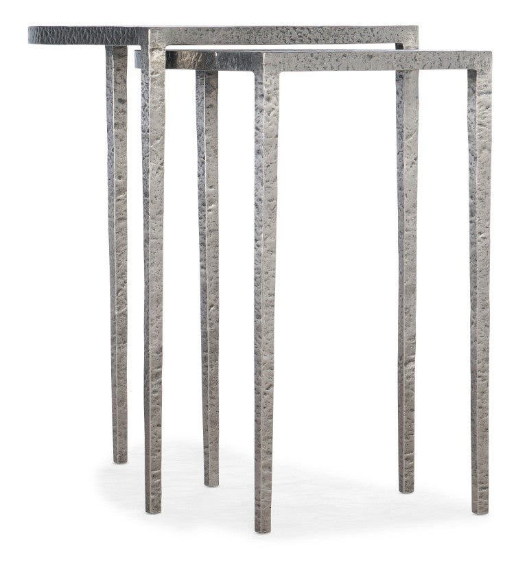 Hooker Furniture Chapman Hand-Hammered Metal Nesting Tables In Forged Pewter — Slender, Space-Saving Accent Set 6033-50003-94