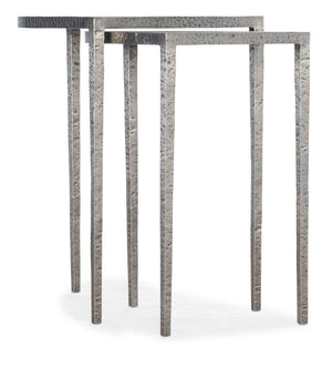 Hooker Furniture Chapman Hand-Hammered Metal Nesting Tables In Forged Pewter — Slender, Space-Saving Accent Set 6033-50003-94