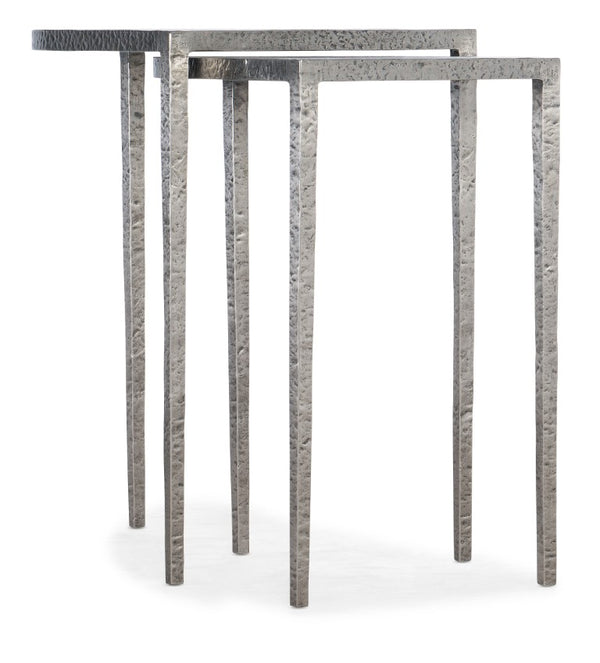 Hooker Furniture Chapman Hand-Hammered Metal Nesting Tables In Forged Pewter — Slender, Space-Saving Accent Set 6033-50003-94