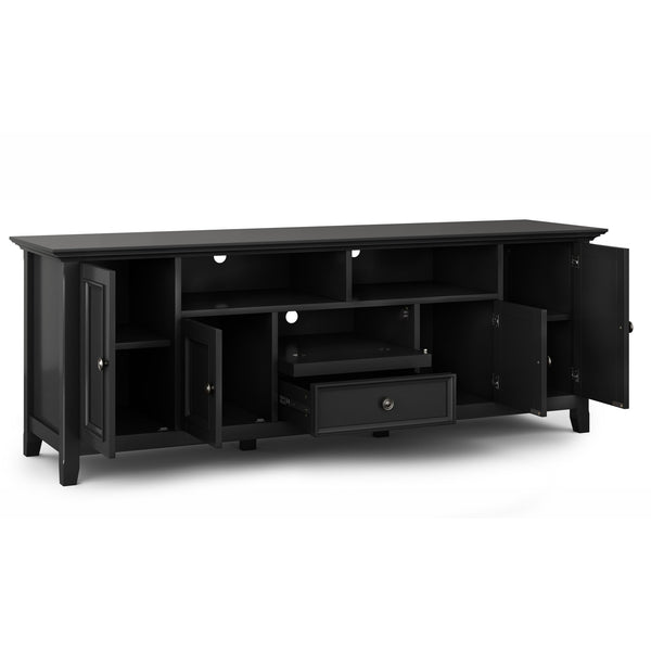 English Elm Amherst 72-Inch Solid Wood Tv Media Stand In Black - Timeless Design With Ample Storage & Style B136P158355