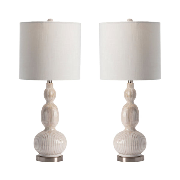 Crestview Collection Solano Table Lamp – Sculptural Triple-gourd Design With Glossy Finish, Crystal Base & 3-way Lighting   Cvap2356