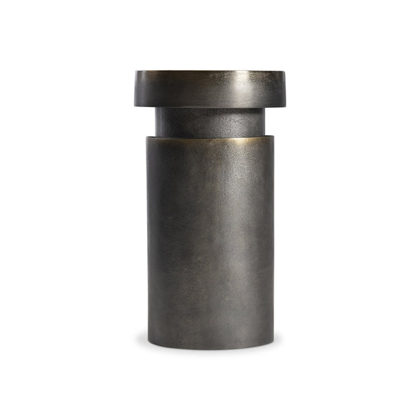 Bernhardt Avi Blackened Brass Accent Table with Cast-Aluminum Core — Industrial-Modern Sculptural Side Piece 347423