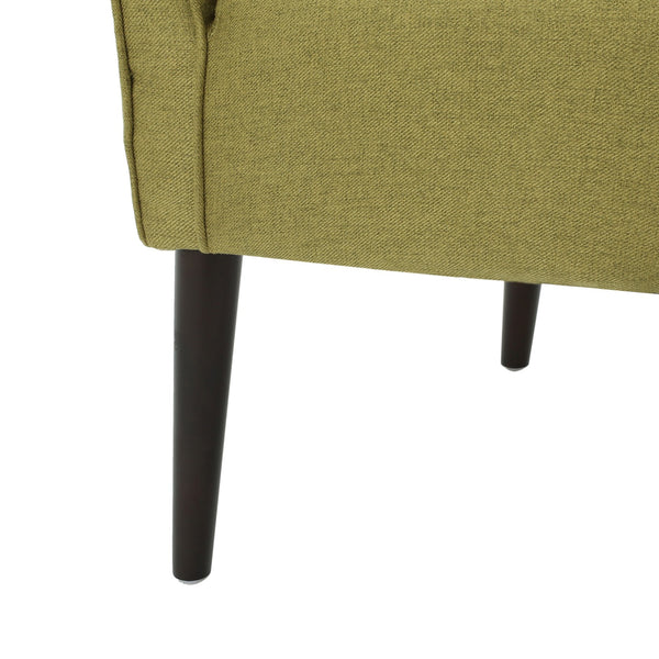 English Elm Club Chair Barrel Silhouette Button Tufted Fabric Accent Seat with Tapered Birch Legs 60007.00TEL