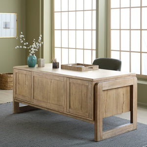 Hooker Furniture Kalamazoo Executive Desk With Aged Oak Veneer, Vintage-Industrial Design, Ample Storage & Keyboard Tray 6062-10462-80