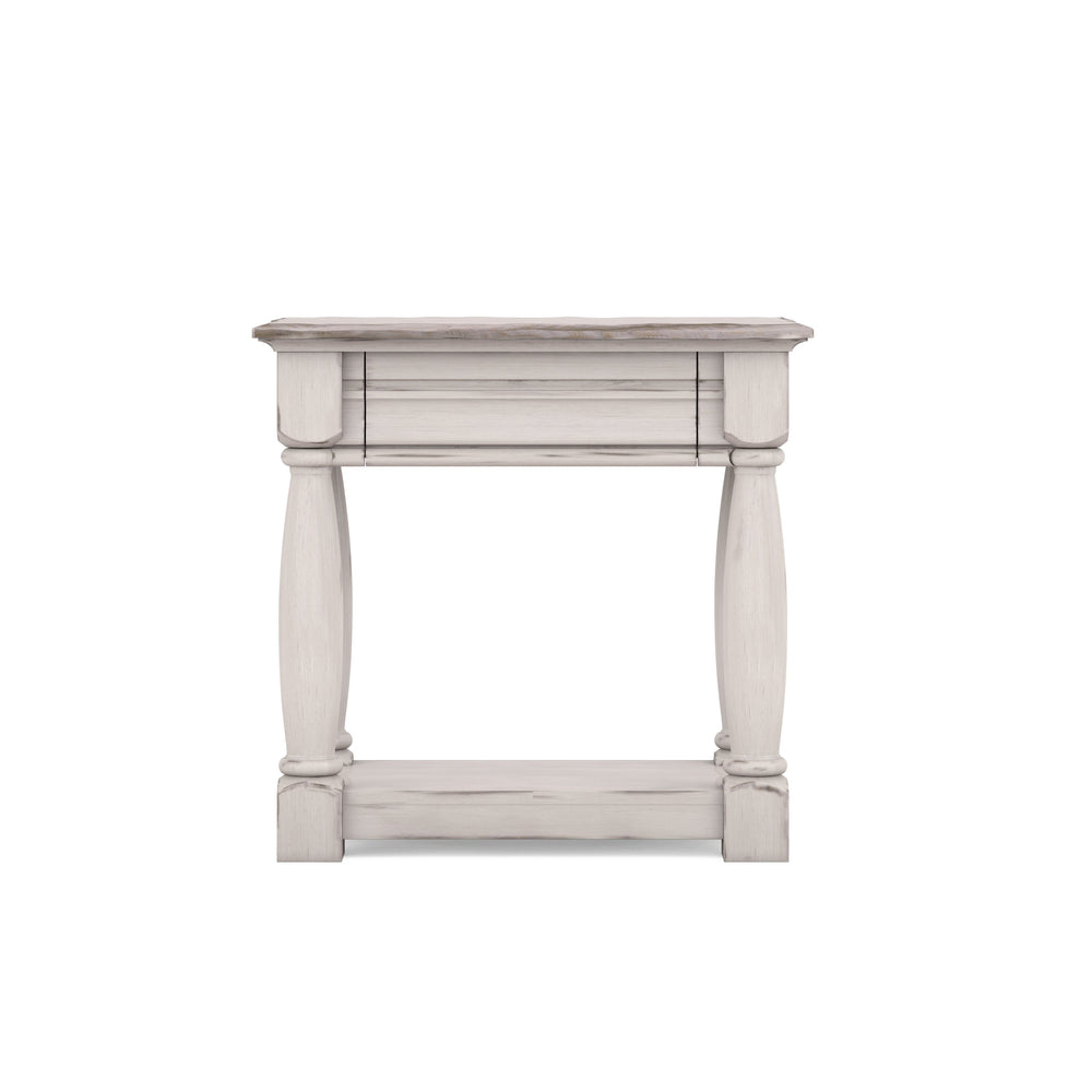 A.R.T. Furniture Alcove Night Table In Belgian Ivory - Vintage Charm With Hidden Drawer And Plinth Shelf Design White Acacia Solids,Maple Veneers,Metal 321141-2817