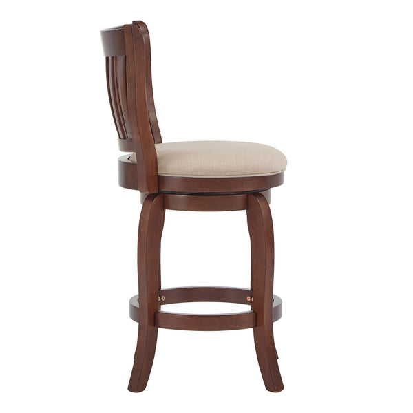 Homelegance By Top-Line Redford Linen High Back Swivel Counter Height Stool Brown Rubberwood