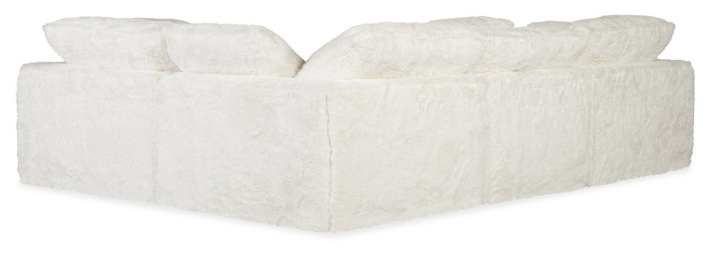 Hooker Furniture Barefoot Oversized 4-Seat L-Shaped Sectional In Plush Yakety Yak Fabric — Cozy, Modular, Family-Ready (98) 90.00 L x 125.00W x 24.75H SS410-4PC-410