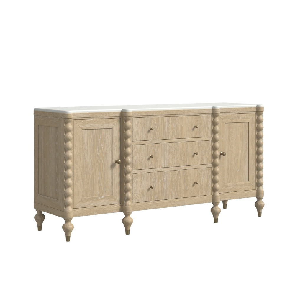 A.R.T. Furniture Haven Credenza - Rustic Elegance with Marble Top, Stylish Storage for Dining & Living Spaces 339252-2325