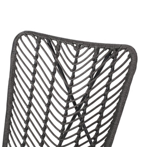English Elm Gatlin Woven Wicker Outdoor Accent Chair Set Bohemian Curved Shell with Geometric Base 70650.00GRY