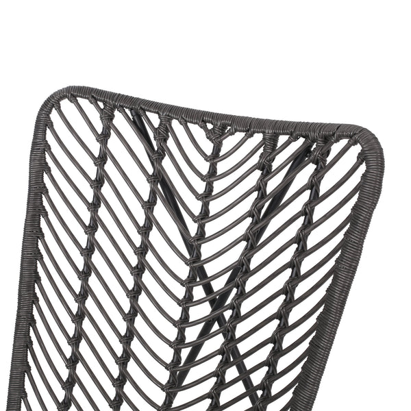 English Elm Gatlin Woven Wicker Outdoor Accent Chair Set Bohemian Curved Shell with Geometric Base 70650.00GRY