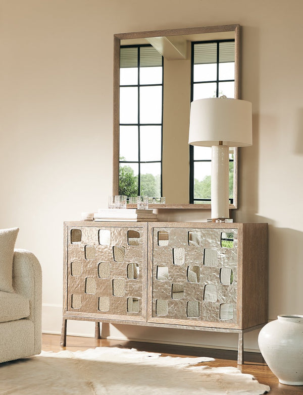 Bernhardt Bernhardt Aventura Door Chest With Frosted Nickel Geometric Overlay, Mirrored Accents & Soft-Close Doors 318115