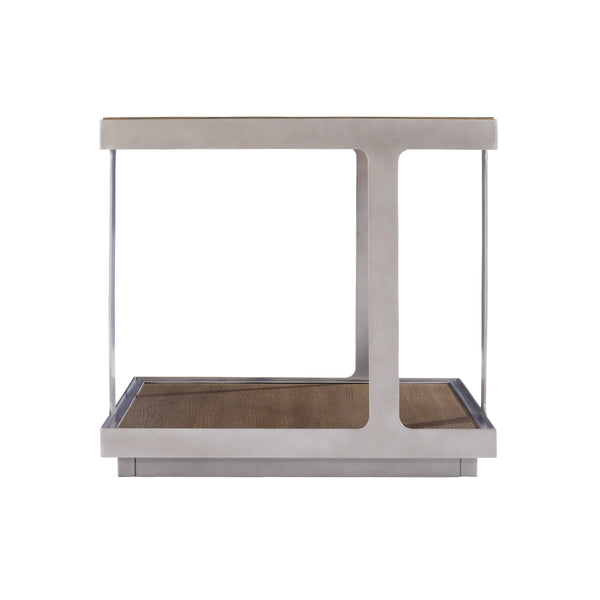 Bernhardt Bernhardt Belvedere End Table Portobello Oak & Antique Pewter Frame — Mid‑Century Modern Accent, 26" 590122