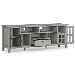English Elm Artisan 72" Tv Media Stand In Fog Grey - Handcrafted Solid Wood With Ample Storage & Stylish Design B136P158423