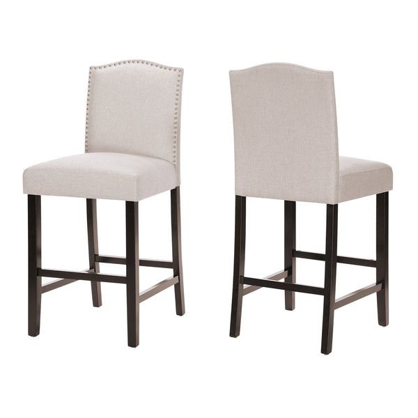 English Elm Markson Nail Head Trim Counter Stools Set of Two Upholstered Hardwood Frame Espresso 62369.00WHT