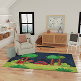 Nourison Imagination IMA13 Machine Made Machine Printed Borderless Design Indoor Only Kids  Rug Navy Multicolor, Navy Multicolor Pile, 100% Polyester 841491134412