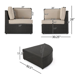 English Elm Christopher Knight Home® - SANTA SANTA CRUZ Corner & Table Set — PE Rattan Patio Sofa with Water-Resistant Cushions, No Assembly Required Dark Brown 52977.00SETIRN