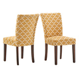 Homelegance By Top-Line Harmonn Moroccan Pattern Fabric Parsons Dining Chairs (Set of 2) Brown Rubberwood