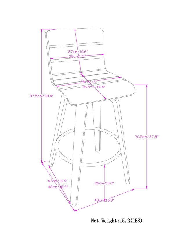 English Elm Roland Swivel Bar Stool – Chic Black Vegan Leather With Mid-Century Modern Design For Any Space B136P159556-GIGA