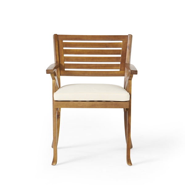 English Elm Helen Outdoor Acacia Hardwood Dining Chairs Curved Slat Back Patio Set of Two 54555.00TEA