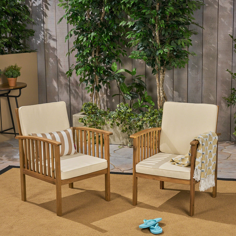 English Elm Casa Acacia Slatted Outdoor Club Chairs Set of 2 with Gray Finish Coastal Patio Seating 63513.00