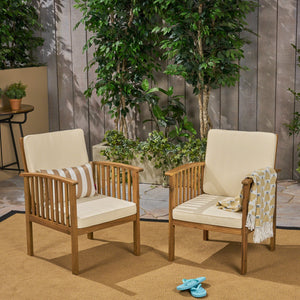 English Elm Casa Acacia Slatted Outdoor Club Chairs Set of 2 with Gray Finish Coastal Patio Seating 63513.00