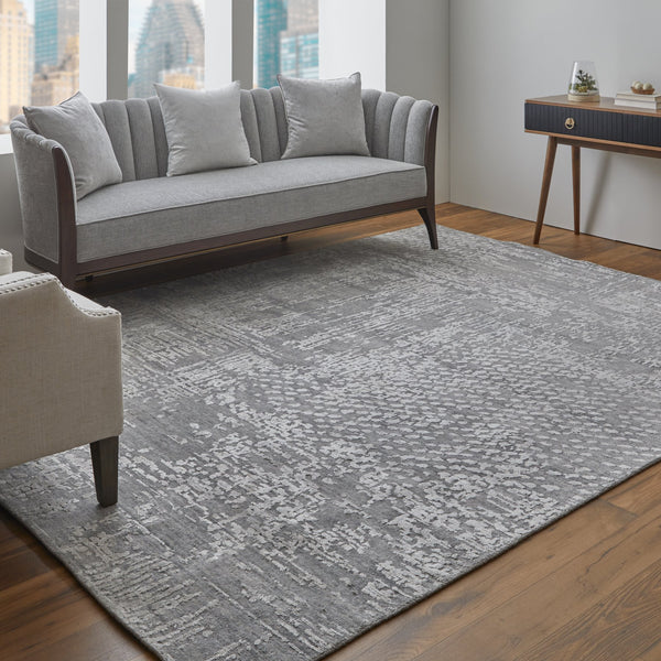 Feizy Rugs Eas69a9f Eastfield Artisanal Hand-woven Viscose And Wool Abstract Rug - Modern Style For Any Space Gray Viscose,Wool Eas69a9fdgy000b00