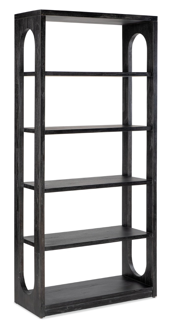 Hooker Furniture Commerce Mindi Etagere With Black Wood Grain, Rounded Organic Silhouette, 4 Shelves For Stylish Display 5899-10443-89