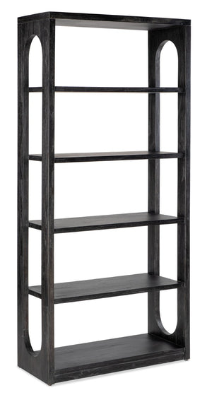 Hooker Furniture Commerce Mindi Etagere With Black Wood Grain, Rounded Organic Silhouette, 4 Shelves For Stylish Display 5899-10443-89