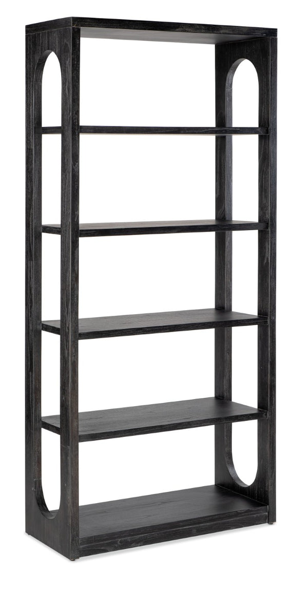 Hooker Furniture Commerce Mindi Etagere With Black Wood Grain, Rounded Organic Silhouette, 4 Shelves For Stylish Display 5899-10443-89