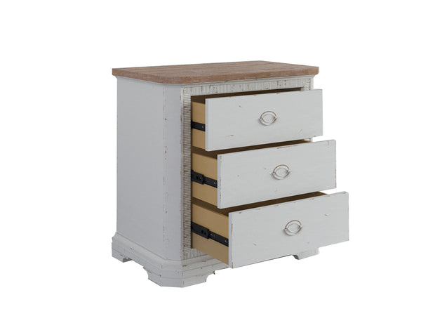 A.R.T. Furniture Palisade English Cottage Nightstand - Two-tone Vintage White & Hickory, 3 Drawers, Rustic Charm White, Brown Poplar And Parawood Solids,Hickory Veneers,Metal,Resin 273140-2908