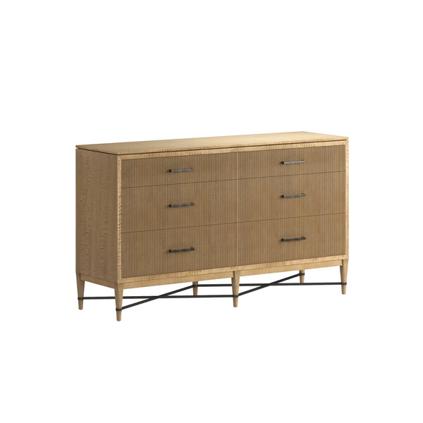 A.R.T. Furniture Loft Classic Contemporary 6 Drawer Dresser In Figured Maple With Stylish Grooved Drawers & Legs Brown Material(S), Poplar And Rubberwood 335130-1911
