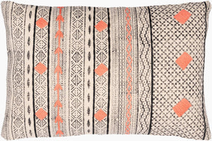 Surya Zoya 16"L X 24"W Handmade Bohemian Lumbar Pillow - Ethnic Decor For A Vibrant, Global Touch Beige Cotton,Cotton Zya001-1624p