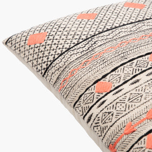 Surya Zoya 16"L X 24"W Handmade Bohemian Lumbar Pillow - Ethnic Decor For A Vibrant, Global Touch Beige Cotton,Cotton Zya001-1624p