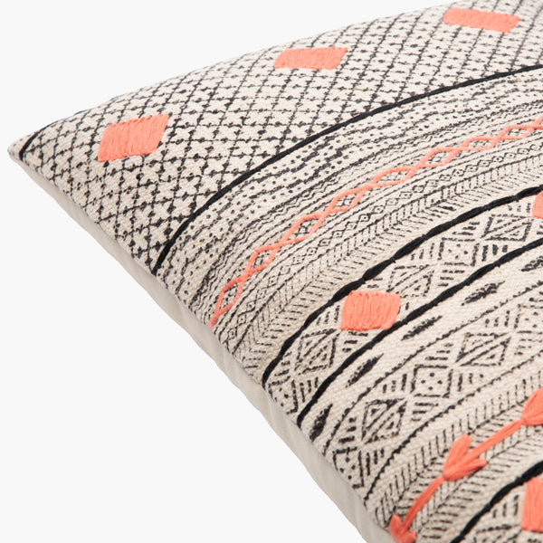 Surya Zoya 16"L X 24"W Handmade Bohemian Lumbar Pillow - Ethnic Decor For A Vibrant, Global Touch Beige Cotton,Cotton Zya001-1624p