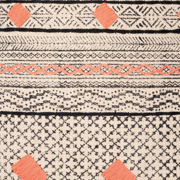 Surya Zoya 16"L X 24"W Handmade Bohemian Lumbar Pillow - Ethnic Decor For A Vibrant, Global Touch Beige Cotton,Cotton Zya001-1624p