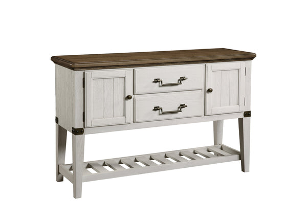 English Elm Steve Silver - Pendleton Two-Tone White Server with Drawers & Bottle Storage, Felt-Lined Drawer, Brass Accents B081P157348