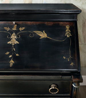 Hooker Furniture Charleston Black Cherry Secretary With Handpainted Drop-Front, Leather Writing Surface, Storage 6750-10309-97