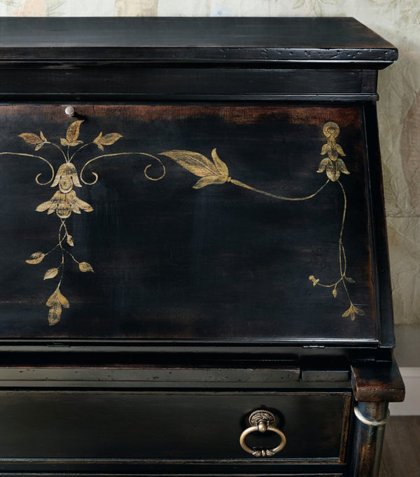 Hooker Furniture Charleston Black Cherry Secretary With Handpainted Drop-Front, Leather Writing Surface, Storage 6750-10309-97