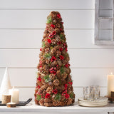 Christopher Knight Home® - Noble House - Pre-Decorated Pine Cone and Glitter Unlit Artificial Tabletop Christmas Tree