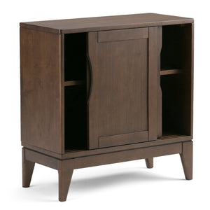 English Elm Harper Mid-Century 30" Solid Hardwood Low Storage Cabinet with Sliding Doors, Eco-Friendly Finish Dark Brown B136P158164