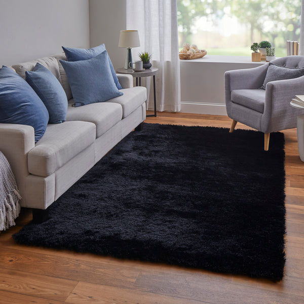 Feizy Rugs Indochine Plush Hand-tufted Polyester Shag Rug - Luxurious High Pile For Contemporary Spaces Black Polyester 4944550fblk000n95