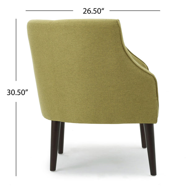 English Elm Club Chair Barrel Silhouette Button Tufted Fabric Accent Seat with Tapered Birch Legs 60007.00TEL