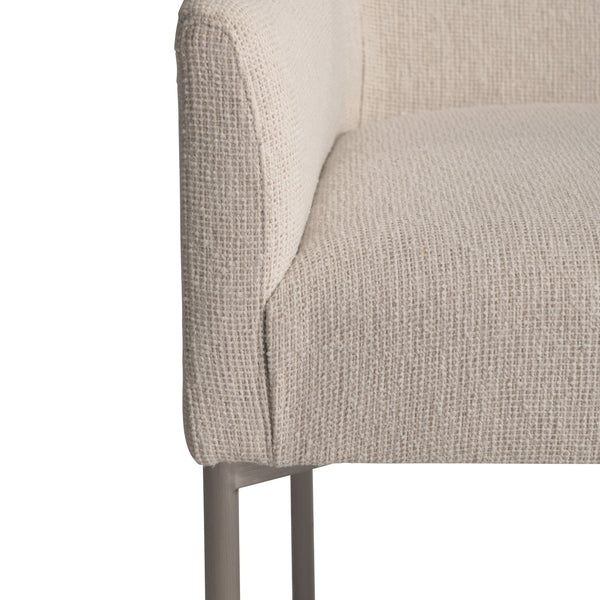 Bernhardt Bernhardt Sereno Arm Chair With Brushed Stainless Steel Base, Tapered Arms, Tailored Fabric Comfort 329542
