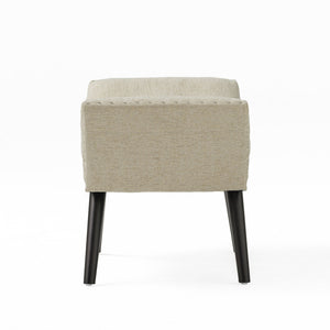 English Elm Christopher Knight Home® - Modern Button Tufted Sitting Bench with Nailhead Trim and Birch Wood Legs — Upholstered Accent Ottoman for Entryway or Living Room Seating Beige 54753.00ALM