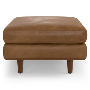English Elm Morrison Ottoman - Handcrafted Caramel Brown Leather Seat For Versatile Living Room Style & Comfort B136P159244
